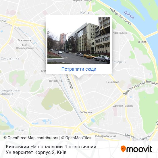 Карта Київський Національний Лінгвістичний Університет Корпус 2