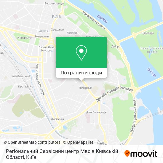 Карта Регіональний Сервісний центр Мвс в Київській Області