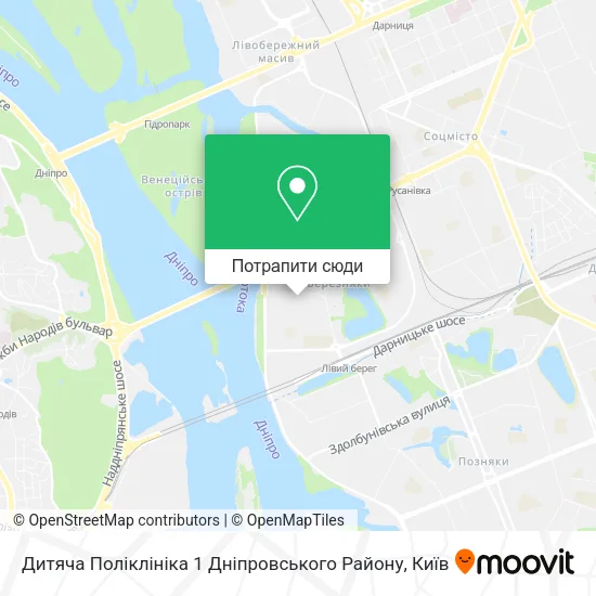 Карта Дитяча Поліклініка 1 Дніпровського Району