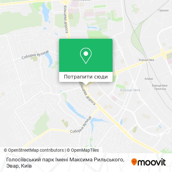 Карта Голосіївський парк Імені Максима Рильського, Эвар