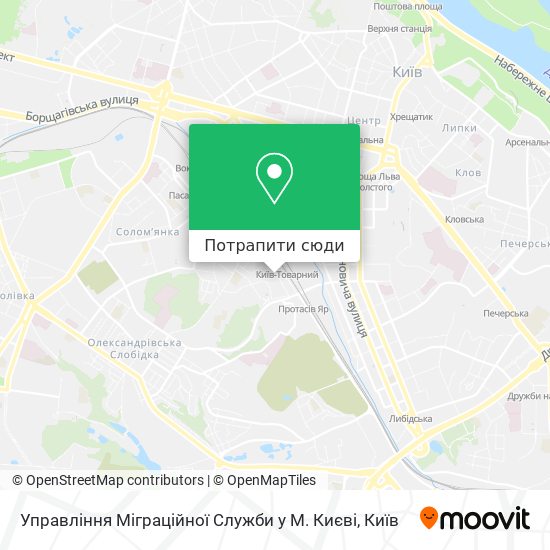 Карта Управління Міграційної Служби у М. Києві