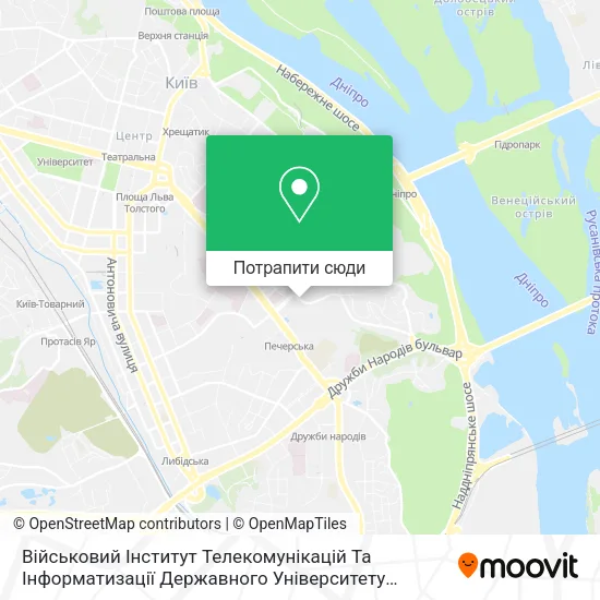 Карта Військовий Інститут Телекомунікацій Та Інформатизації Державного Університету Телекомунікацій