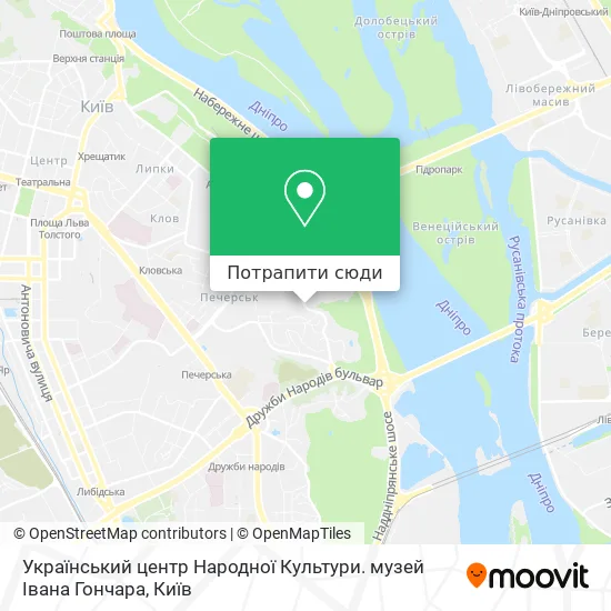Карта Український центр Народної Культури. музей Івана Гончара
