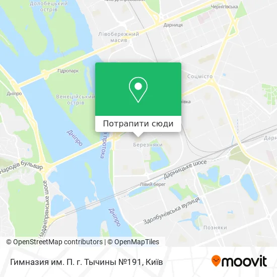 Карта Гимназия им. П. г. Тычины №191