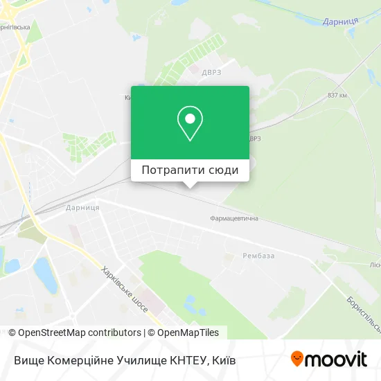 Карта Вище Комерційне Училище КНТЕУ