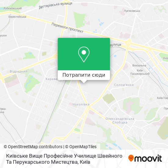 Карта Київське Вище Професійне Училище Швейного Та Перукарського Мистецтва