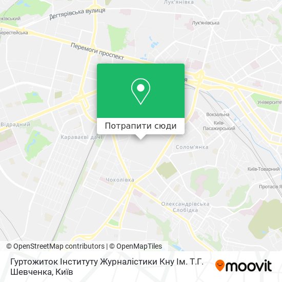 Карта Гуртожиток Інституту Журналістики Кну Ім. Т.Г. Шевченка