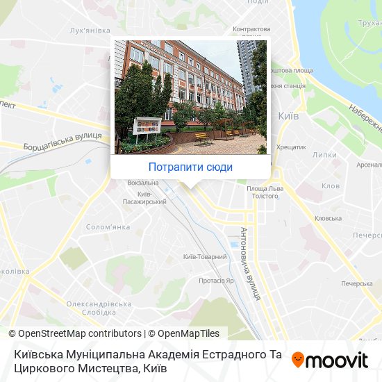 Карта Київська Муніципальна Академія Естрадного Та Циркового Мистецтва