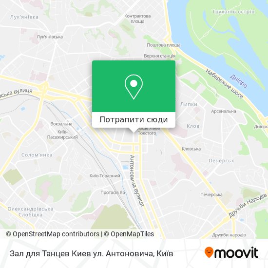 Карта Зал для Танцев Киев ул. Антоновича