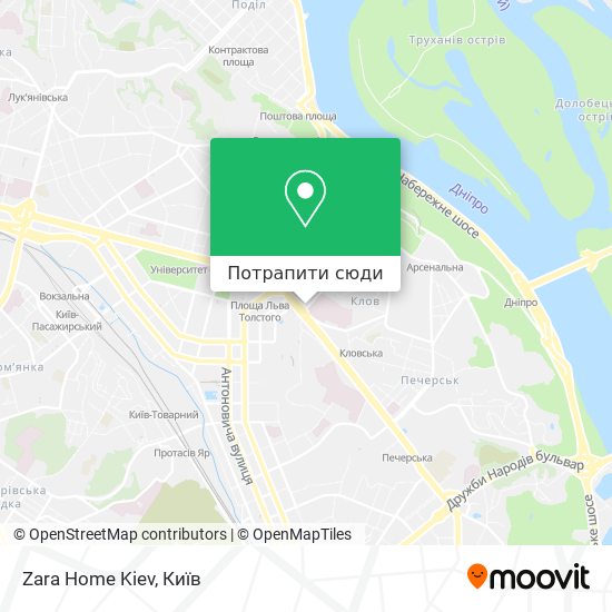 Карта Zara Home Kiev