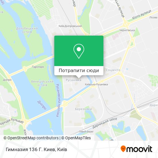 Карта Гимназия 136 Г. Киев