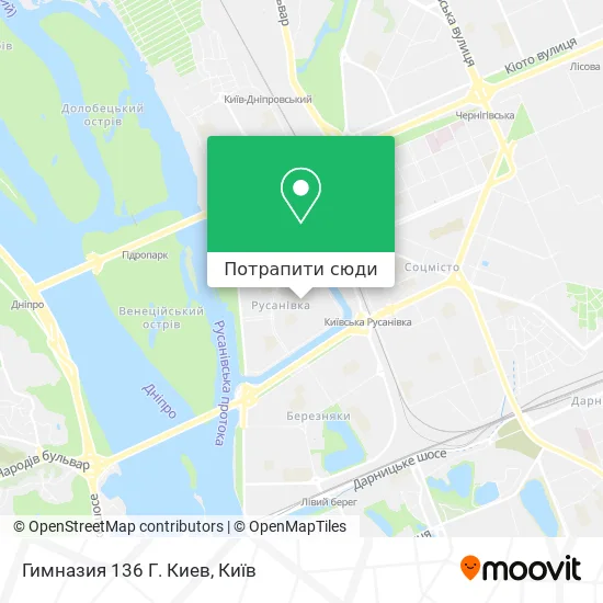 Карта Гимназия 136 Г. Киев
