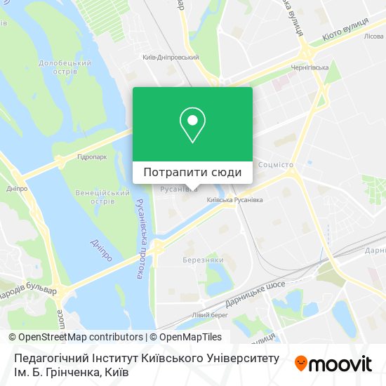 Карта Педагогічний Інститут Київського Університету Ім. Б. Грінченка