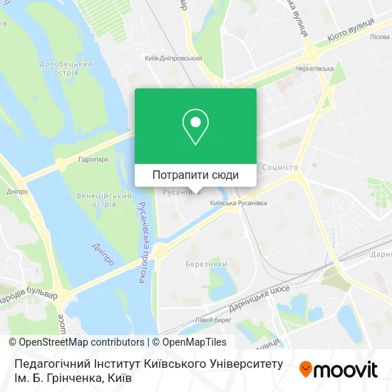 Карта Педагогічний Інститут Київського Університету Ім. Б. Грінченка