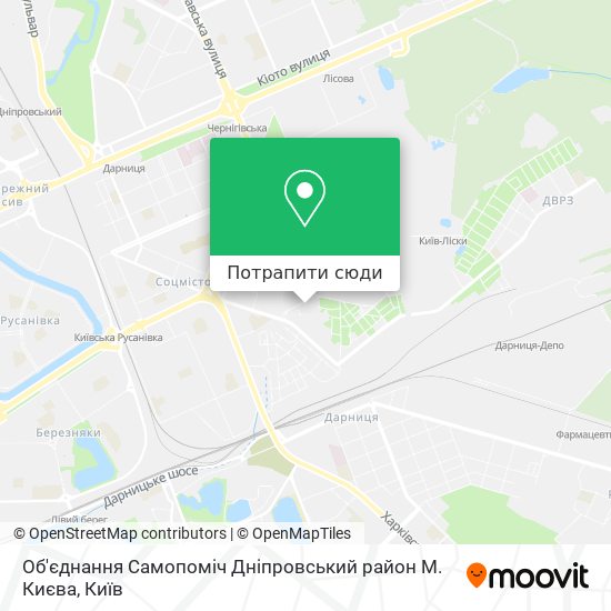 Карта Об'єднання Самопоміч Дніпровський район М. Києва