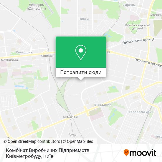 Карта Комбінат Виробничих Підприємств Київметробуду