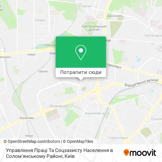 Карта Управління Праці Та Соцзахисту Населення в Солом'янському Районі