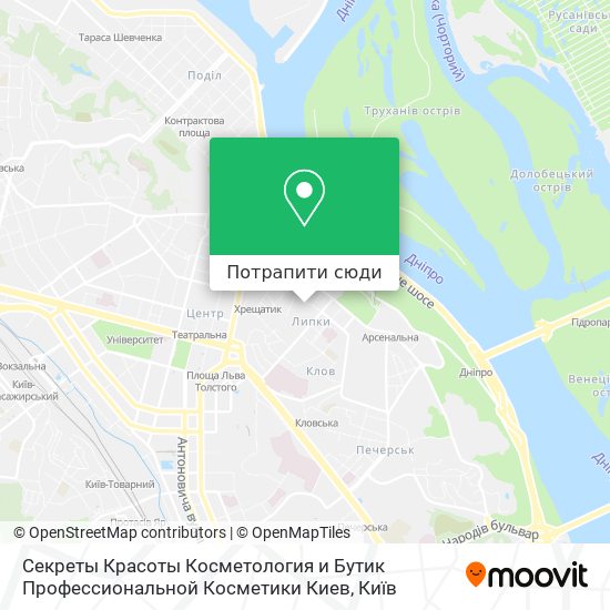 Карта Секреты Красоты Косметология и Бутик Профессиональной Косметики Киев