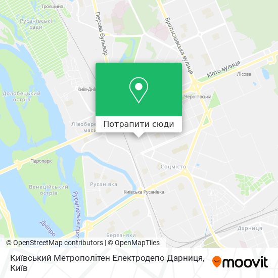 Карта Київський Метрополітен Електродепо Дарниця