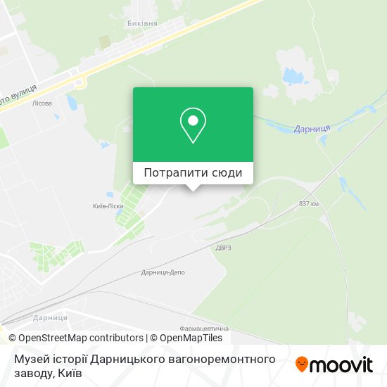 Карта Музей історії Дарницького вагоноремонтного заводу