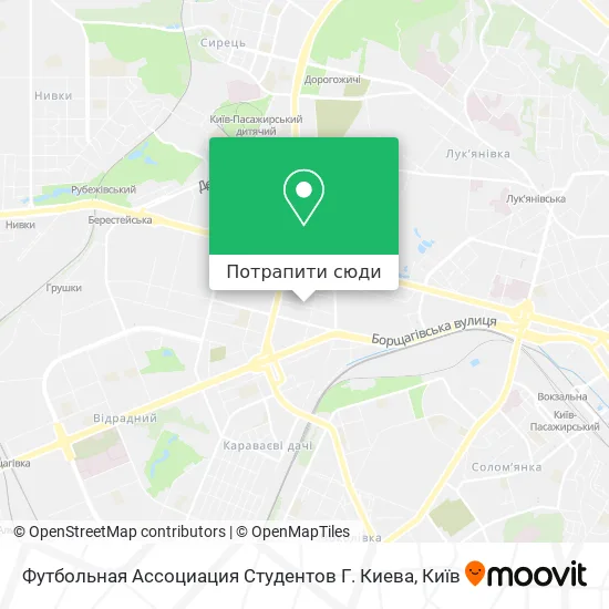 Карта Футбольная Ассоциация Студентов Г. Киева
