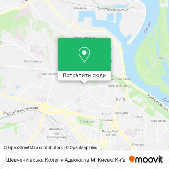 Карта Шевченківська Колегія Адвокатів М. Києва