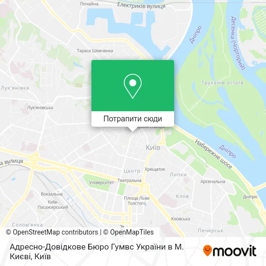 Карта Адресно-Довідкове Бюро Гумвс України в М. Києві
