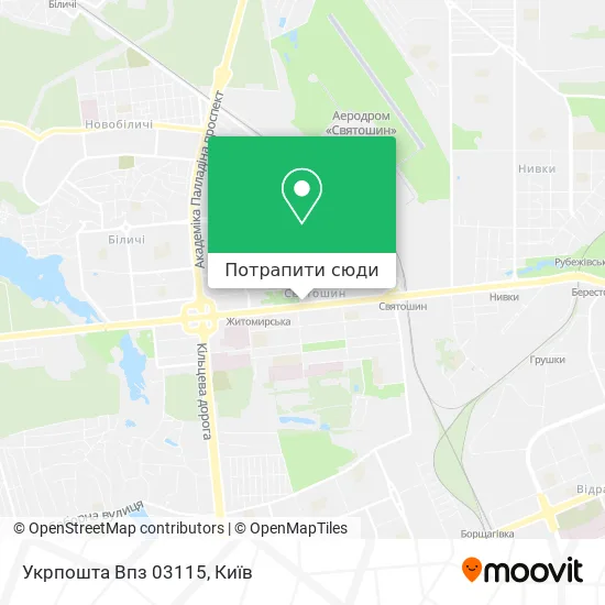 Карта Укрпошта Впз 03115