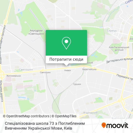 Карта Спеціалізована школа 73 з Поглибленим Вивченням Української Мови