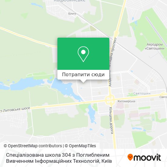 Карта Спеціалізована школа 304 з Поглибленим Вивченням Інформаційних Технологій