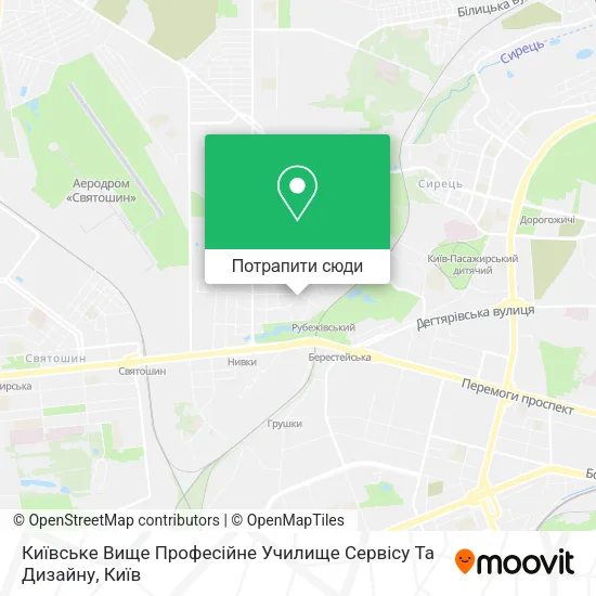 Карта Київське Вище Професійне Училище Сервісу Та Дизайну