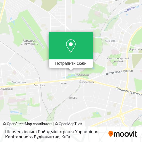 Карта Шевченківська Райадміністрація Управління Капітального Будівництва