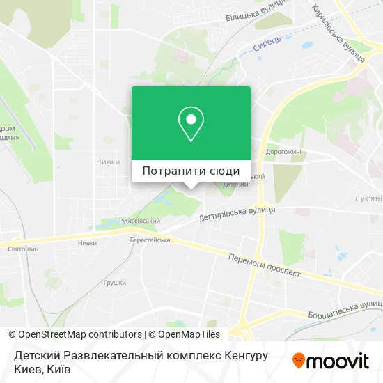 Карта Детский Развлекательный комплекс Кенгуру Киев