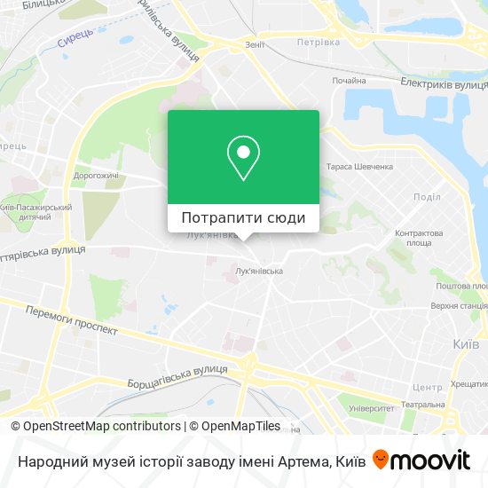 Карта Народний музей історії заводу імені Артема