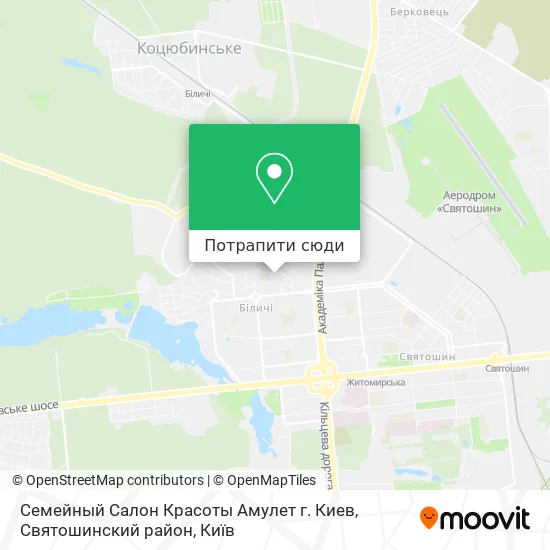 Карта Семейный Салон Красоты Амулет г. Киев, Святошинский район