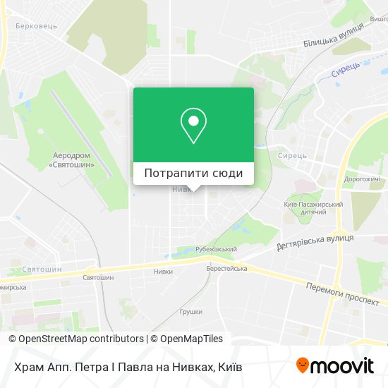 Карта Храм Апп. Петра І Павла на Нивках