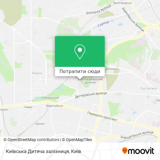 Карта Київська Дитяча залізниця