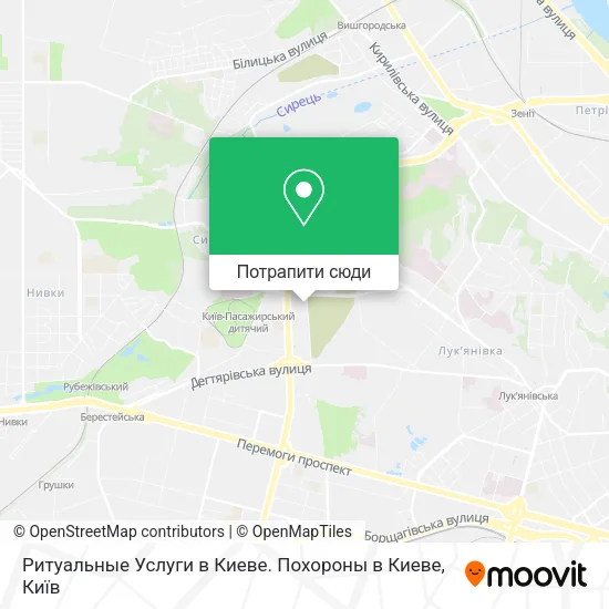Карта Ритуальные Услуги в Киеве. Похороны в Киеве
