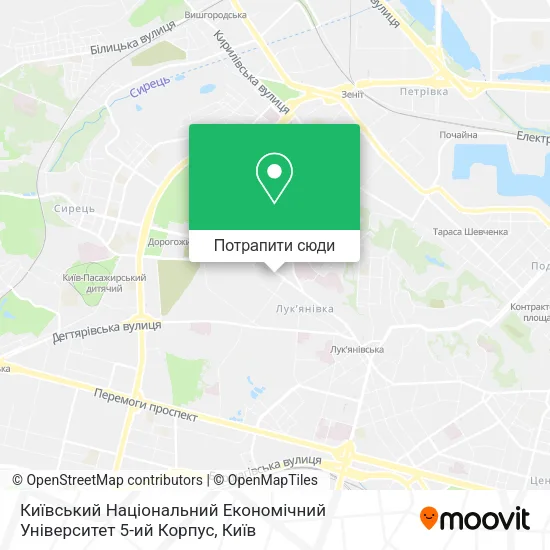 Карта Київський Національний Економічний Університет 5-ий Корпус