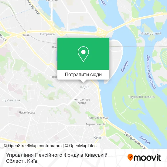 Карта Управління Пенсійного Фонду в Київській Області