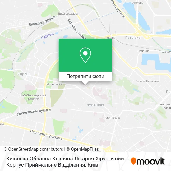 Карта Київська Обласна Клінічна Лікарня-Хірургічний Корпус-Приймальне Відділення