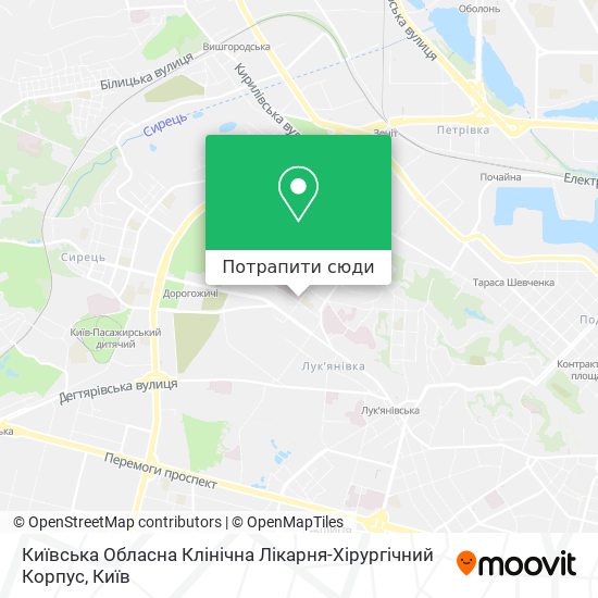 Карта Київська Обласна Клінічна Лікарня-Хірургічний Корпус