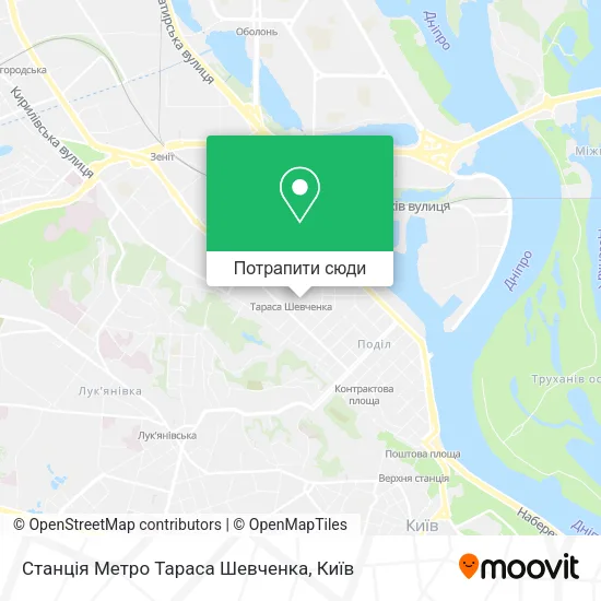 Карта Станція Метро Тараса Шевченка