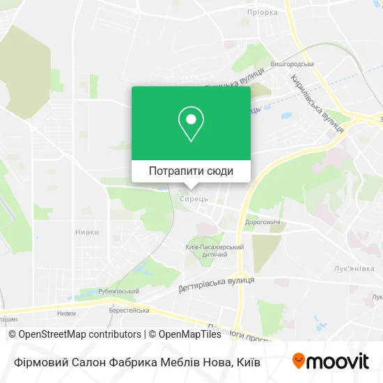 Карта Фірмовий Салон Фабрика Меблів Нова