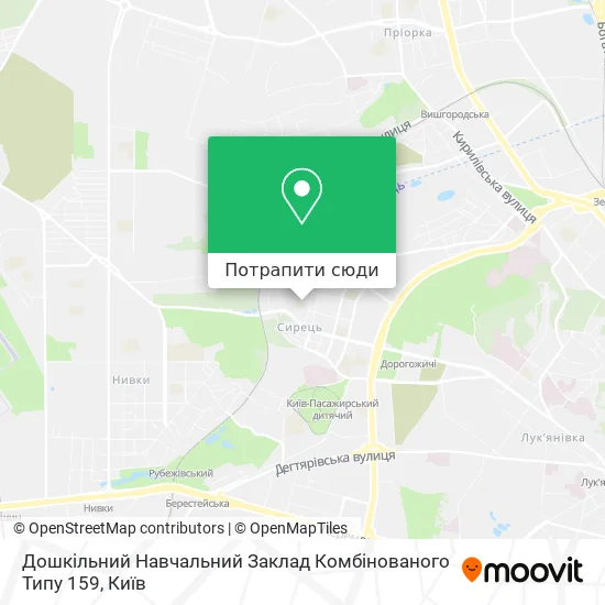 Карта Дошкільний Навчальний Заклад Комбінованого Типу 159