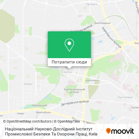 Карта Національний Науково-Дослідний Інститут Промислової Безпеки Та Охорони Праці