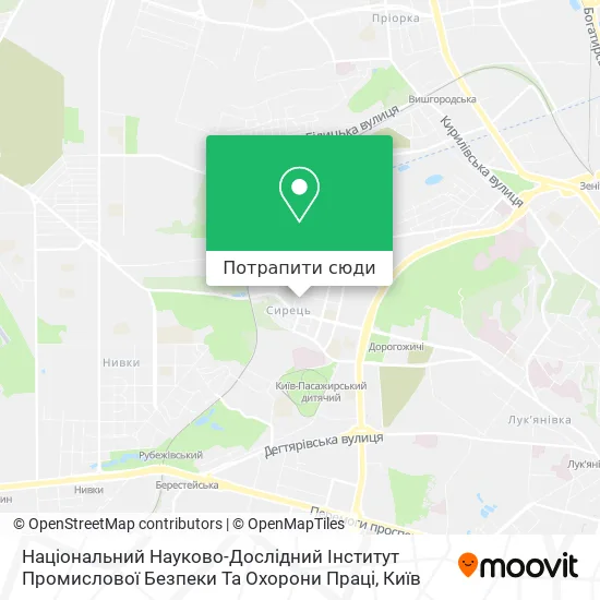 Карта Національний Науково-Дослідний Інститут Промислової Безпеки Та Охорони Праці