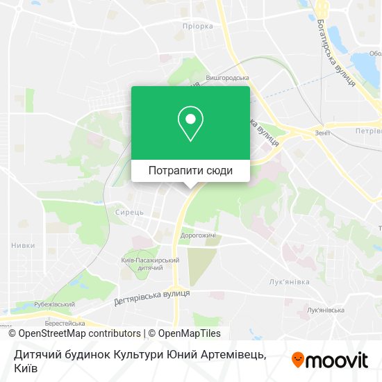 Карта Дитячий будинок Культури Юний Артемівець