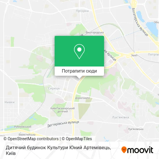 Карта Дитячий будинок Культури Юний Артемівець