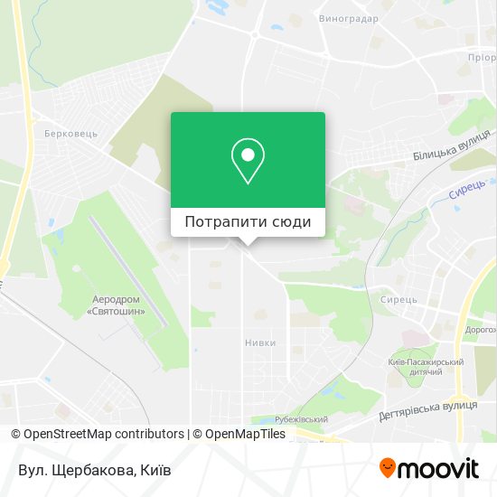 Карта Вул. Щербакова